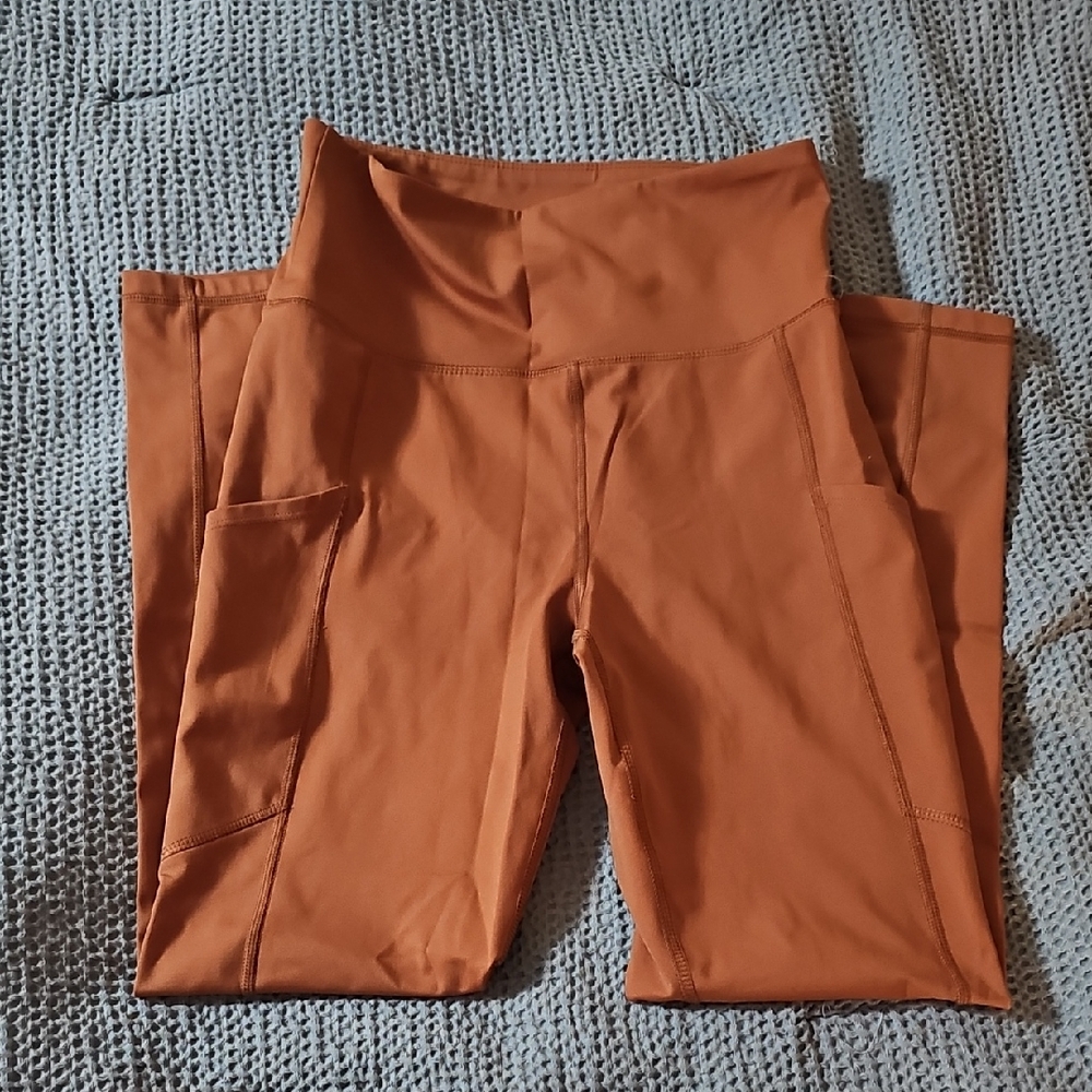 American Eagle Orange Leggings w/ Pockets Size M High-Rise Activewear